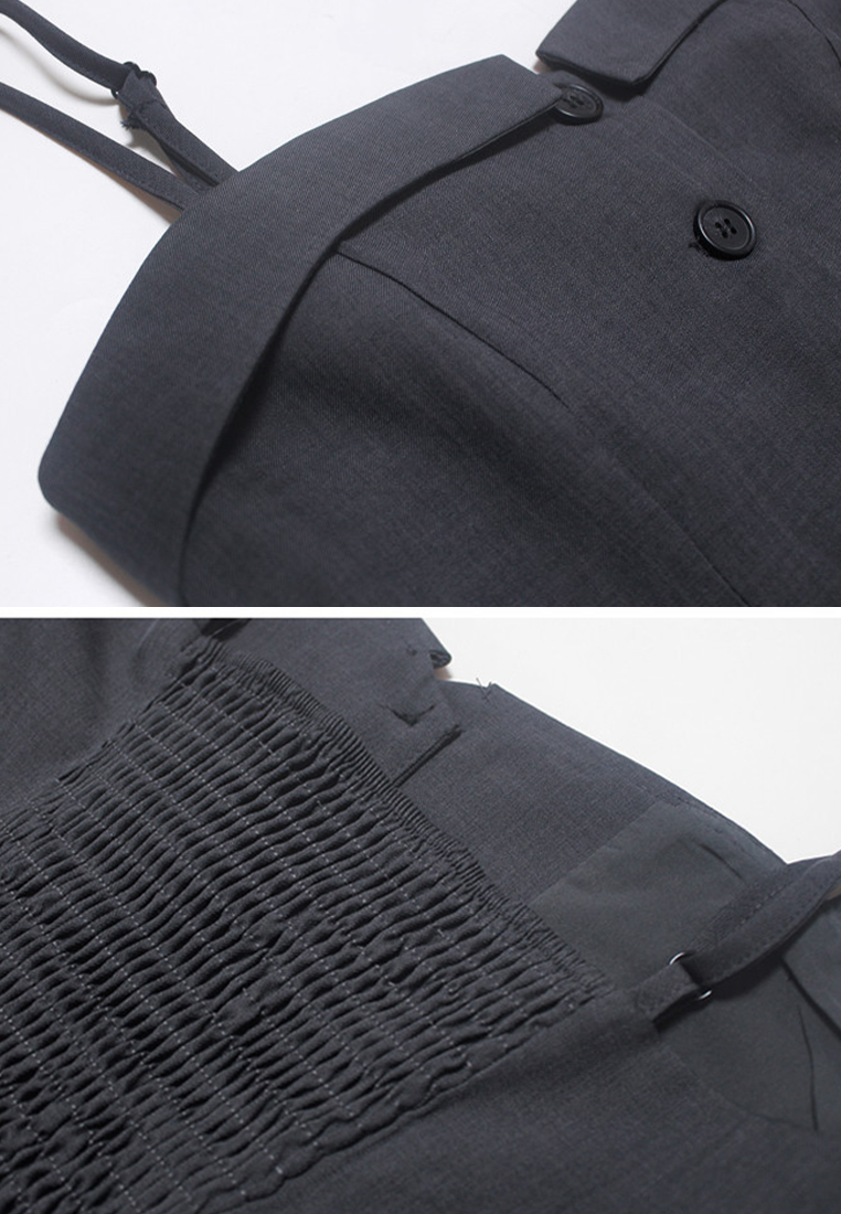 New waisted camisole top + high waisted mid-length skirt two-piece set CA25060310BK