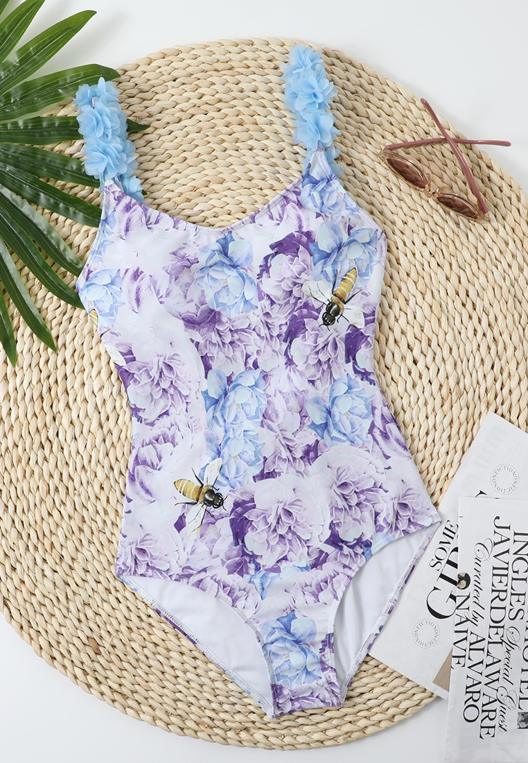 Retro backless flower one-piece swimsuit + chiffon skirt CA25030510PI