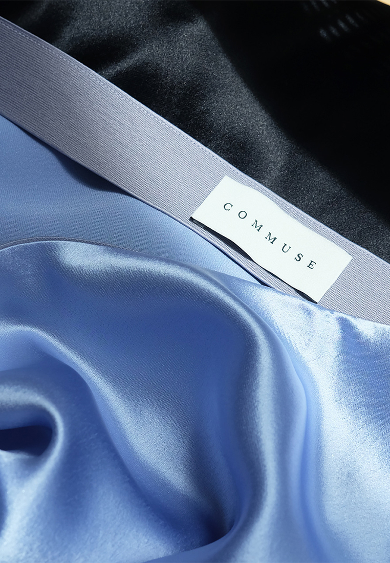 Summer Japan imported triacetate satin silky drape casual elasticated waist A-line skirt 5432