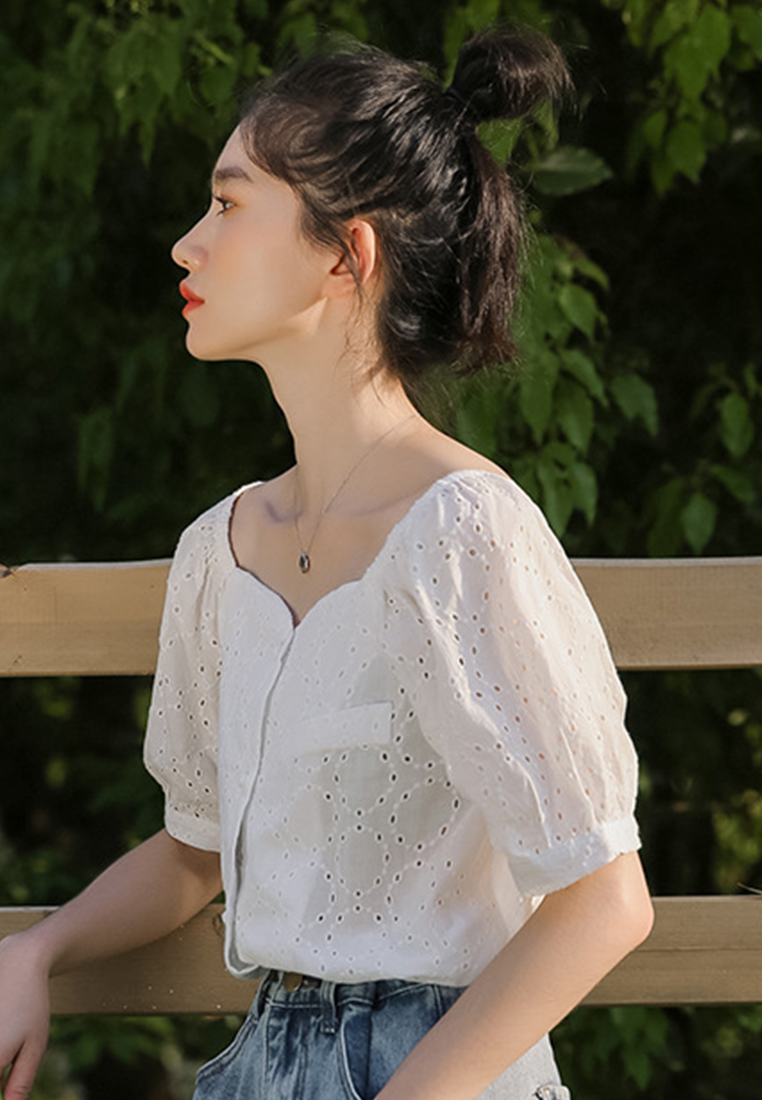 Weet Girly Off-The-Shoulder Puff Sleeve Top A22022503PU