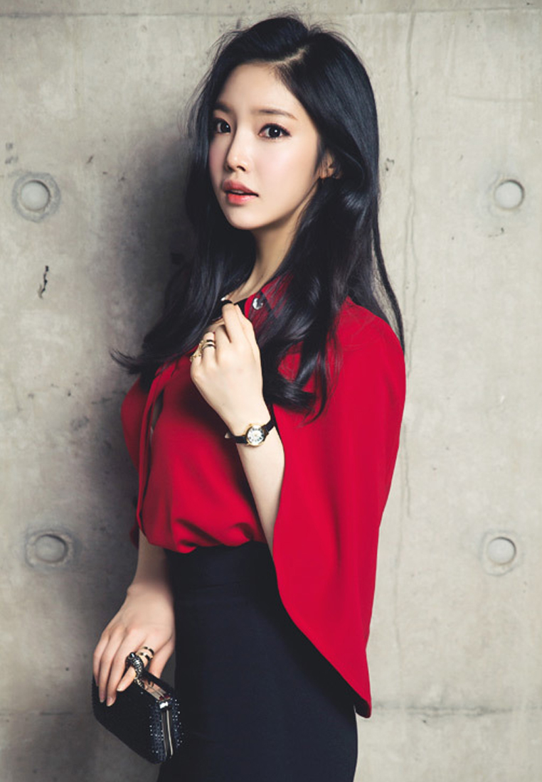 Red Chiffon Cape Shawl Button Down Top A083118