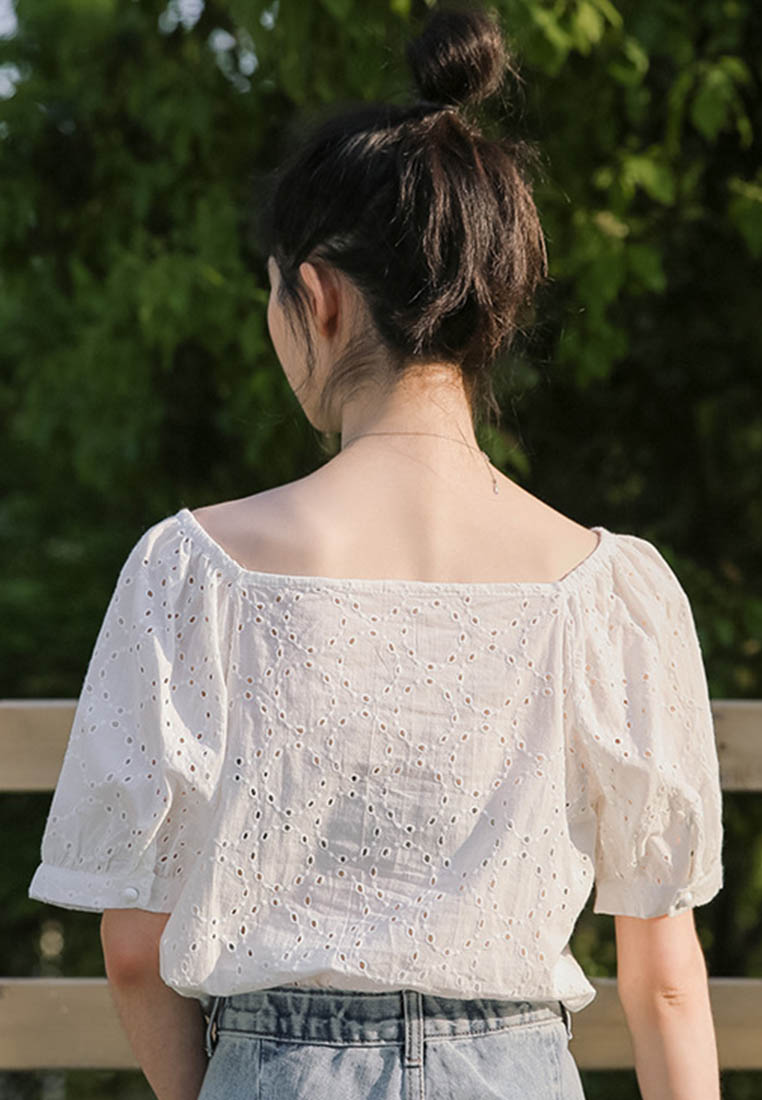 Weet Girly Off-The-Shoulder Puff Sleeve Top A22022503PU