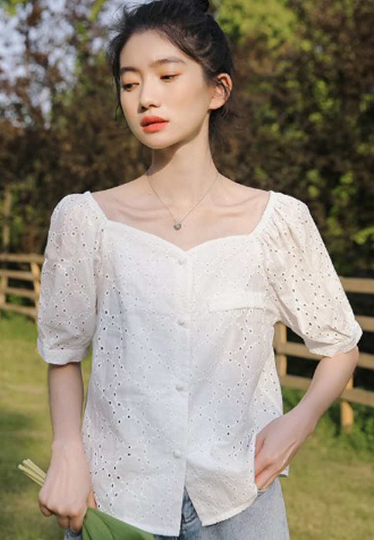 Weet Girly Off-The-Shoulder Puff Sleeve Top A22022503PU