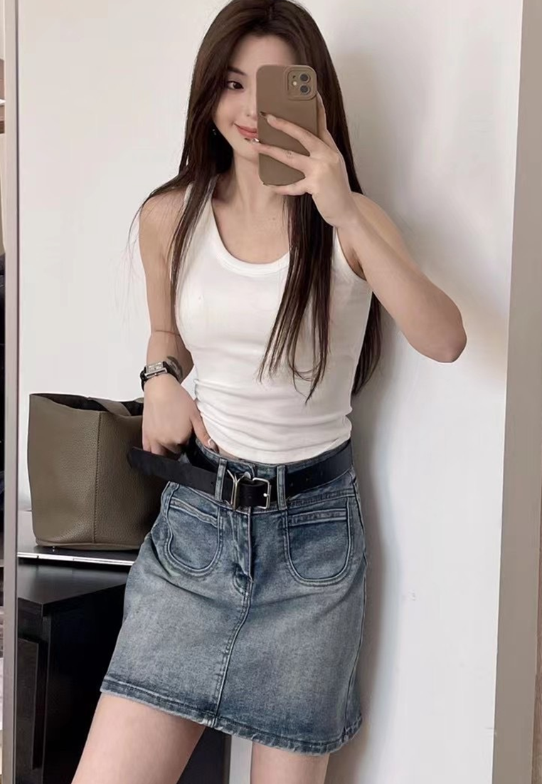 New pure cotton all-match vest with chest pad CA250523102W