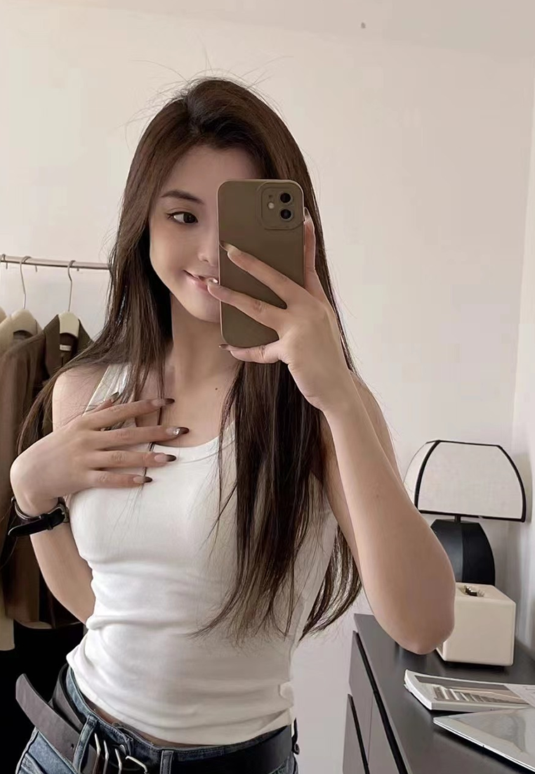 New pure cotton all-match vest with chest pad CA250523102W