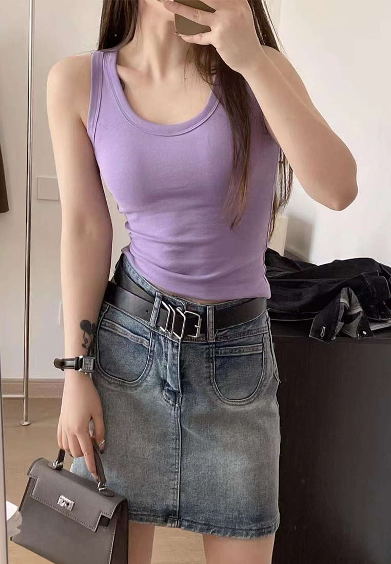 New pure cotton all-match vest with chest pad CA250523102W