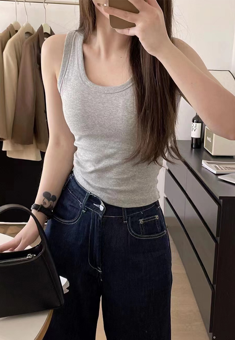 New pure cotton all-match vest with chest pad CA250523102W