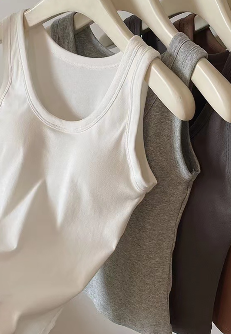 New pure cotton all-match vest with chest pad CA250523102W