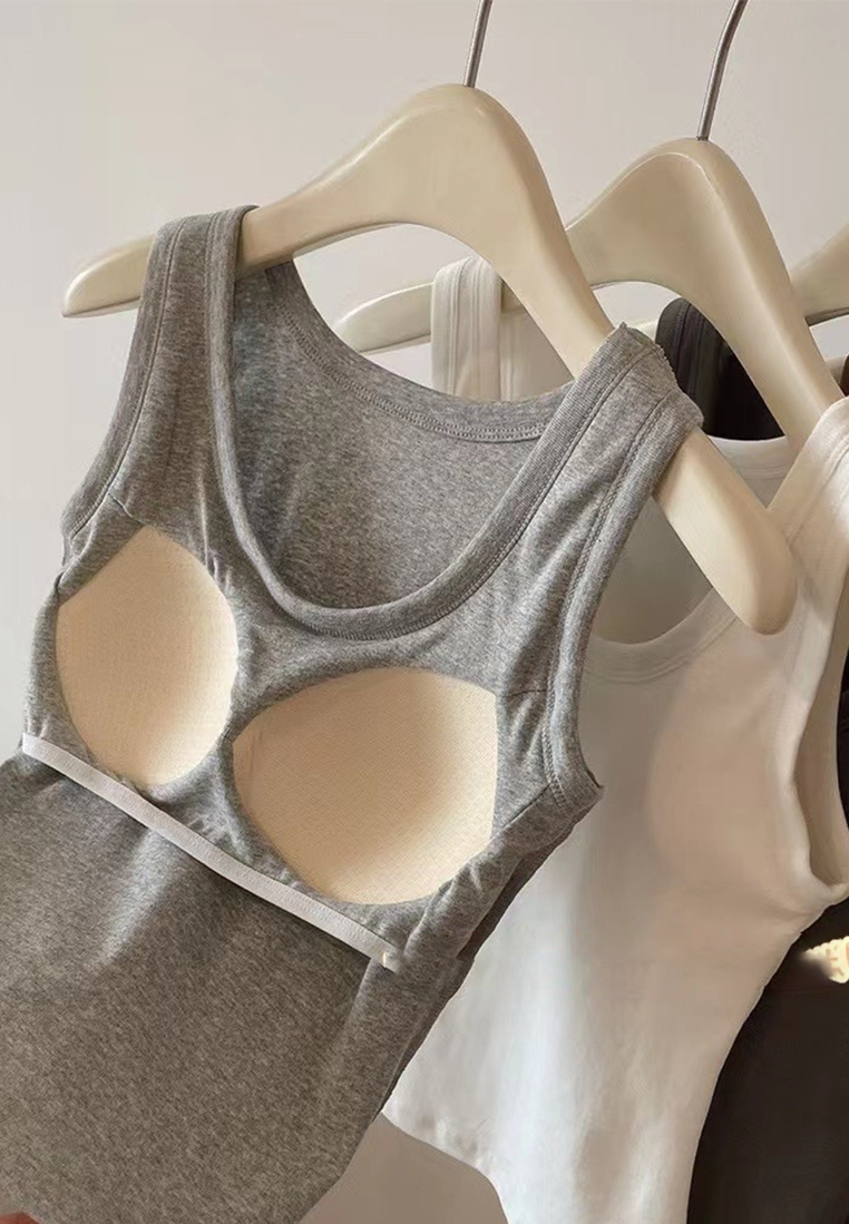 New pure cotton all-match vest with chest pad CA250523102W