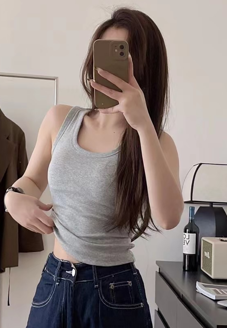 New pure cotton all-match vest with chest pad CA250523102W