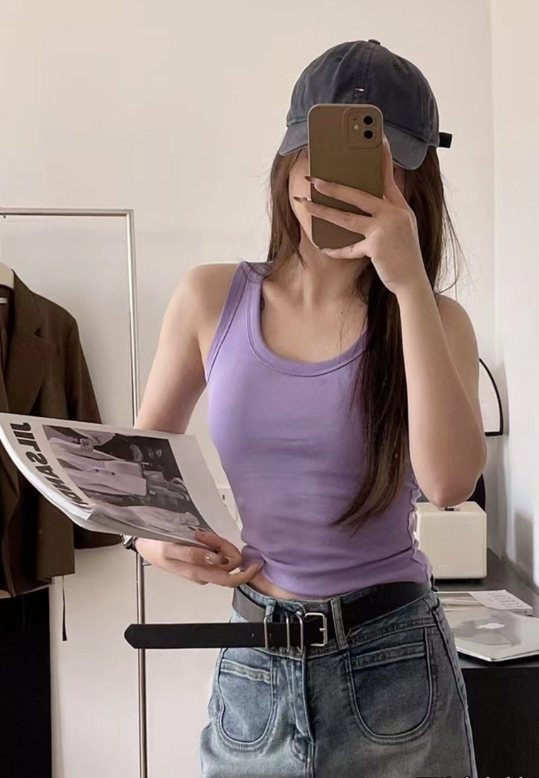 New pure cotton all-match vest with chest pad CA250523102W