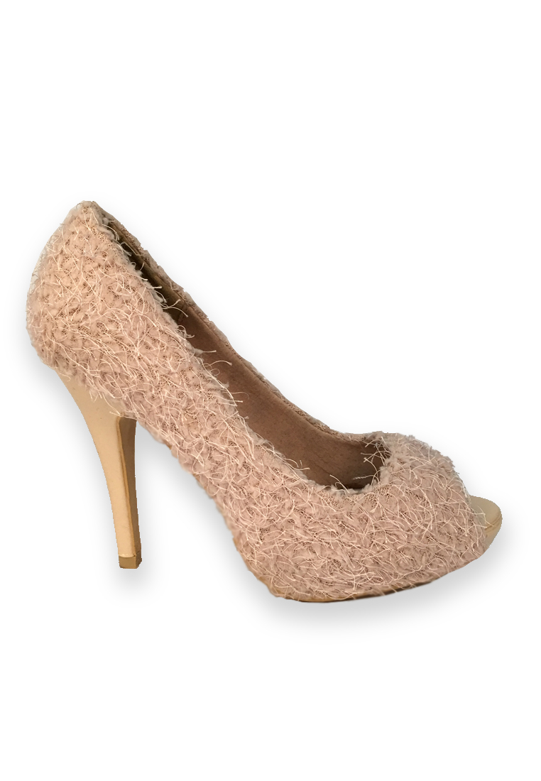 Plush High-heeled Shoes C013036PI-Size 37