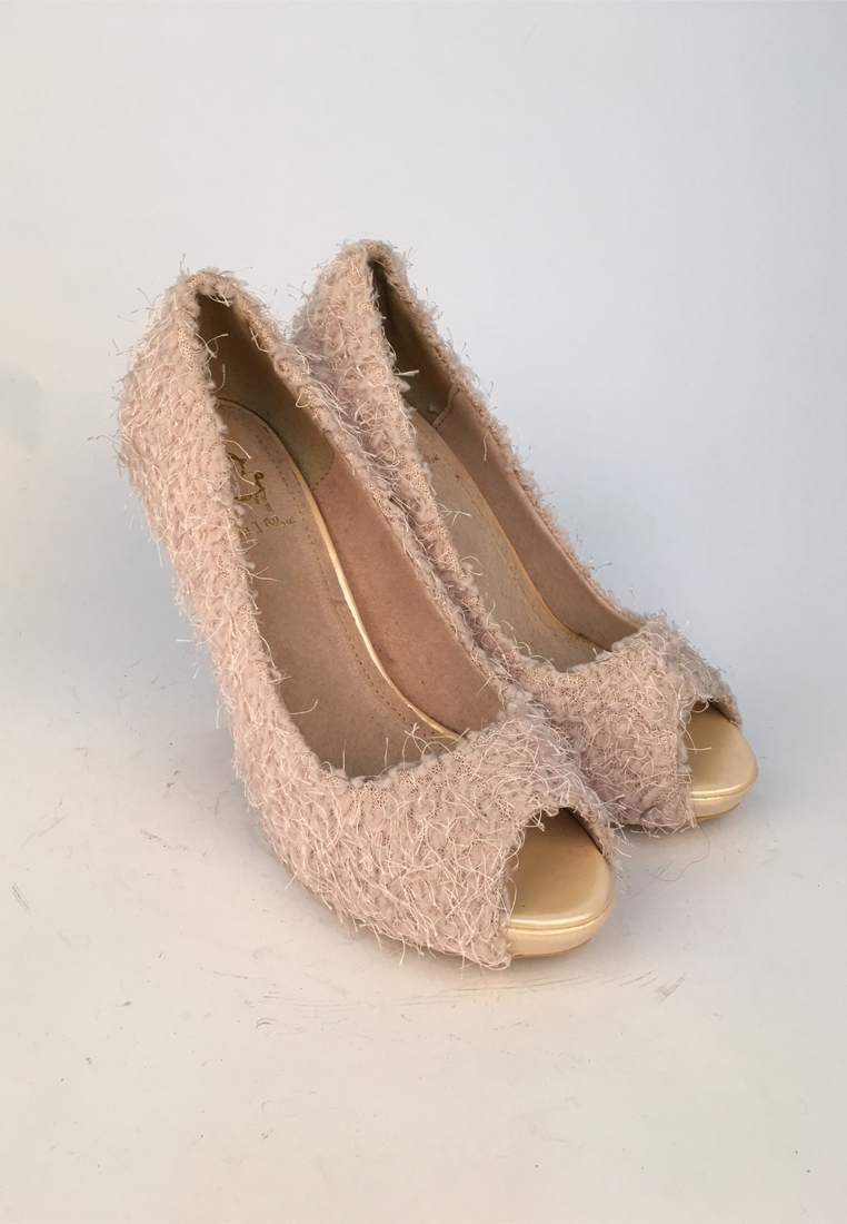 Plush High-heeled Shoes C013036PI-Size 37