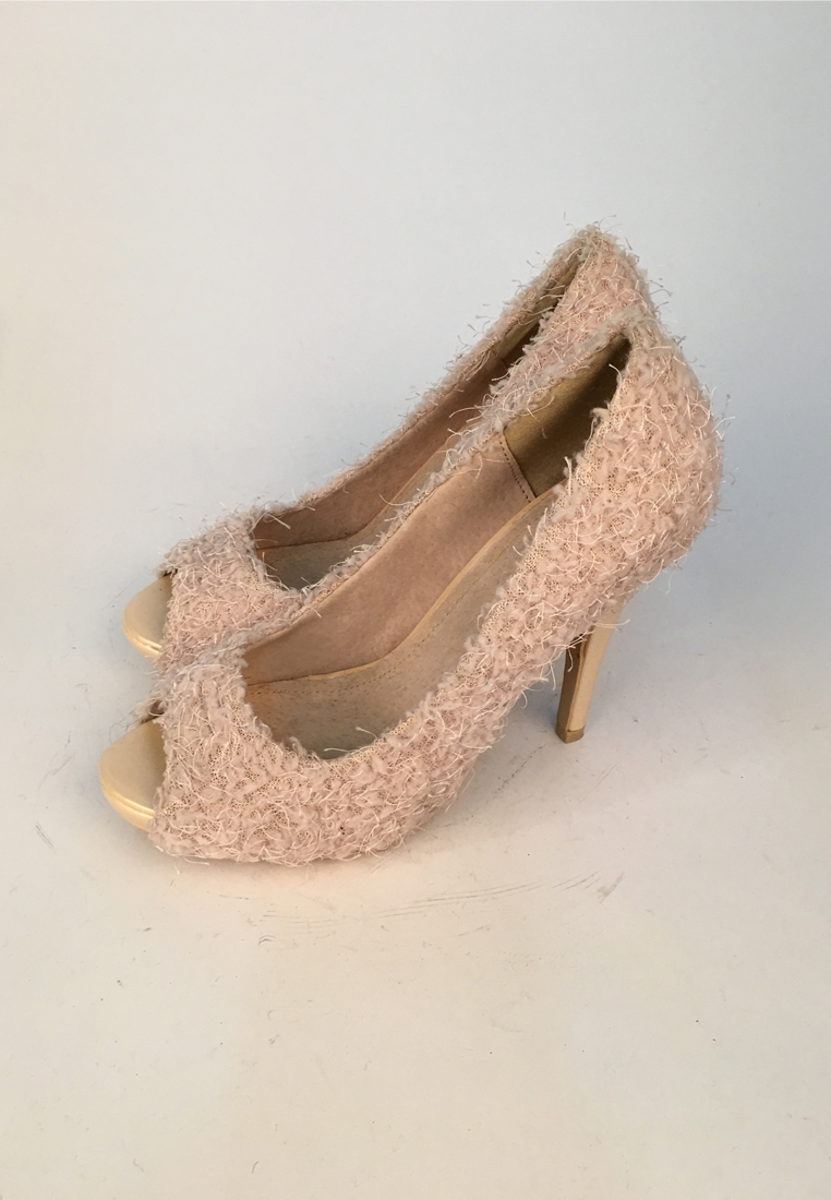 Plush High-heeled Shoes C013036PI-Size 37