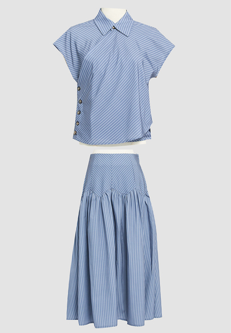 New Fashion Polo Neck Shirt Elegant Half Skirt Set CA1005106