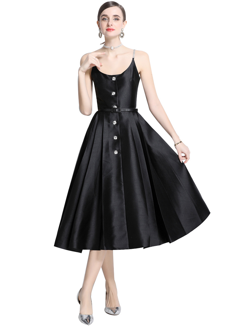 Dinner Party Suspender Long Dress CA25021353BK