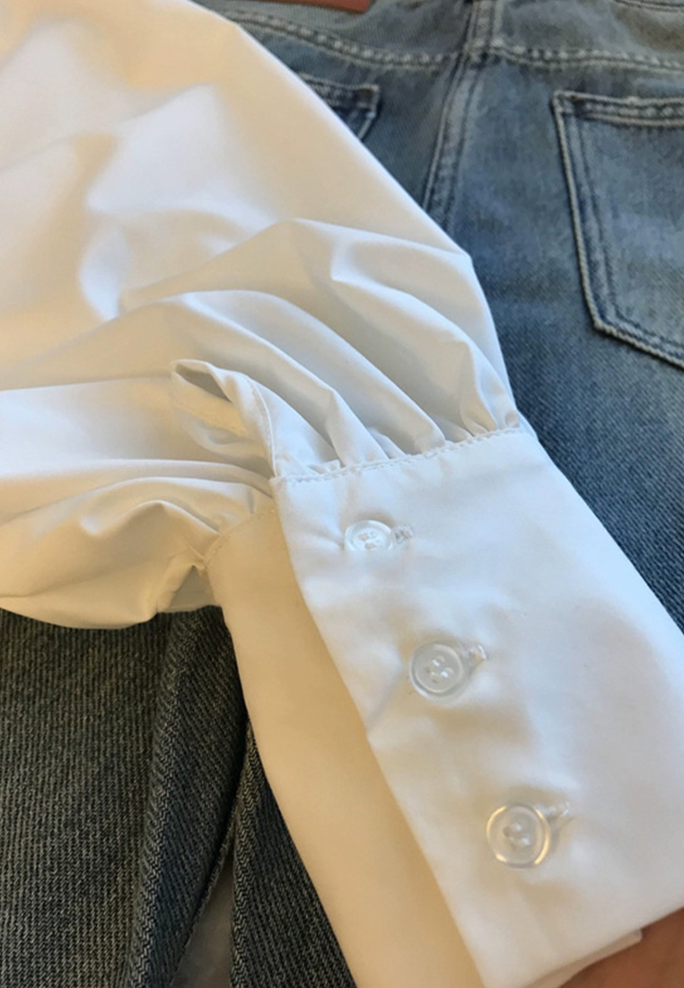 French court style heavy industry embroidered lace thin shirt CA110211