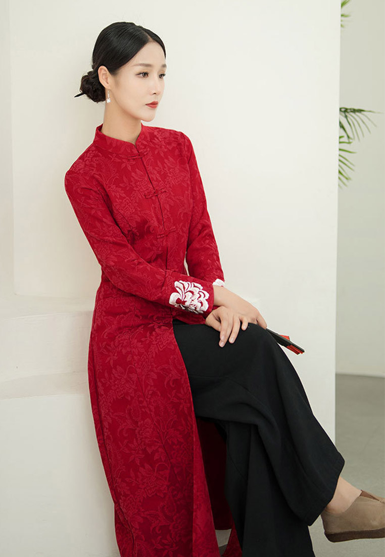 Modified traditional chinese clothing hanfu linen retro top CA011011RD