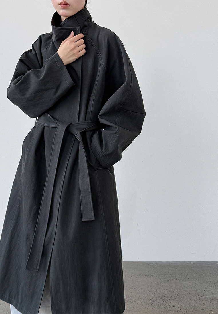 New Autumn Loose-fitting Mid-length Trench Coat CA25102411GY