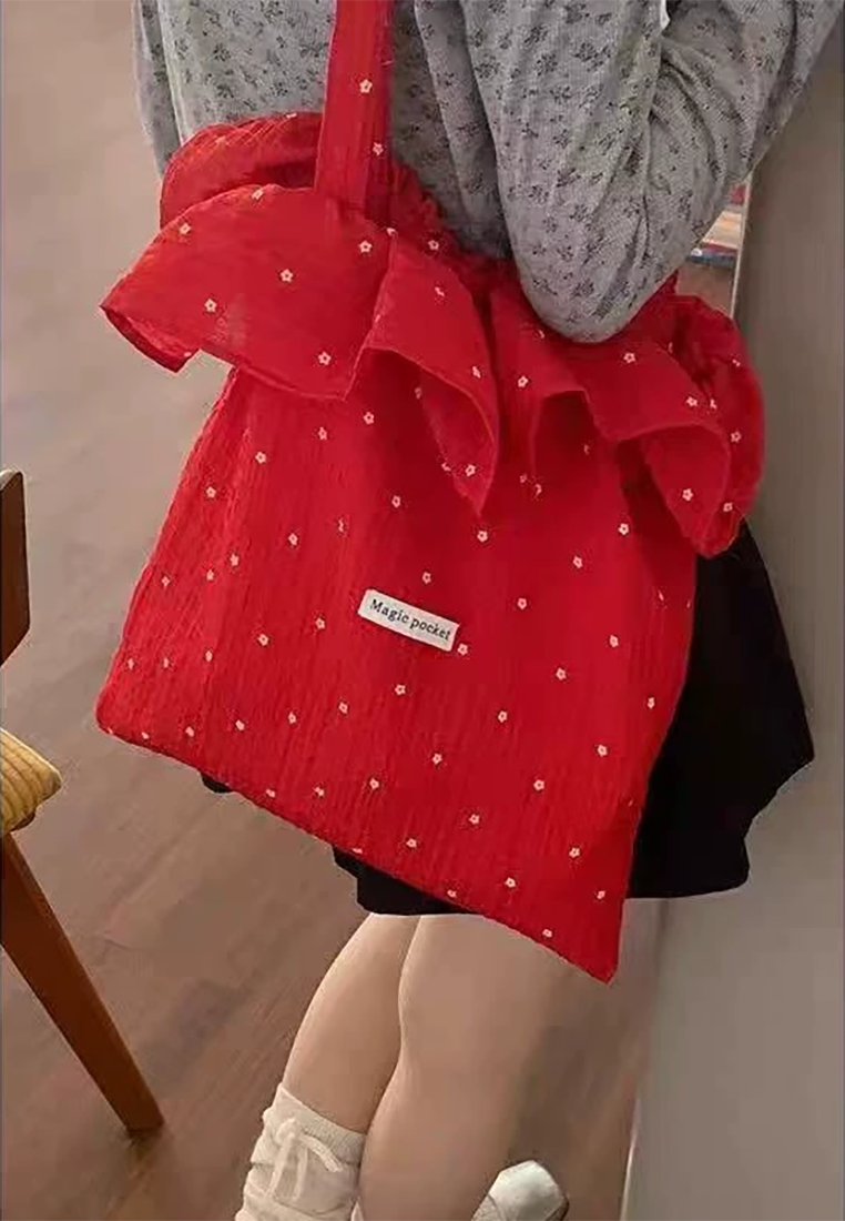 2025 New Girl's Lotus Leaf Edge Tote Bag CA25030311W