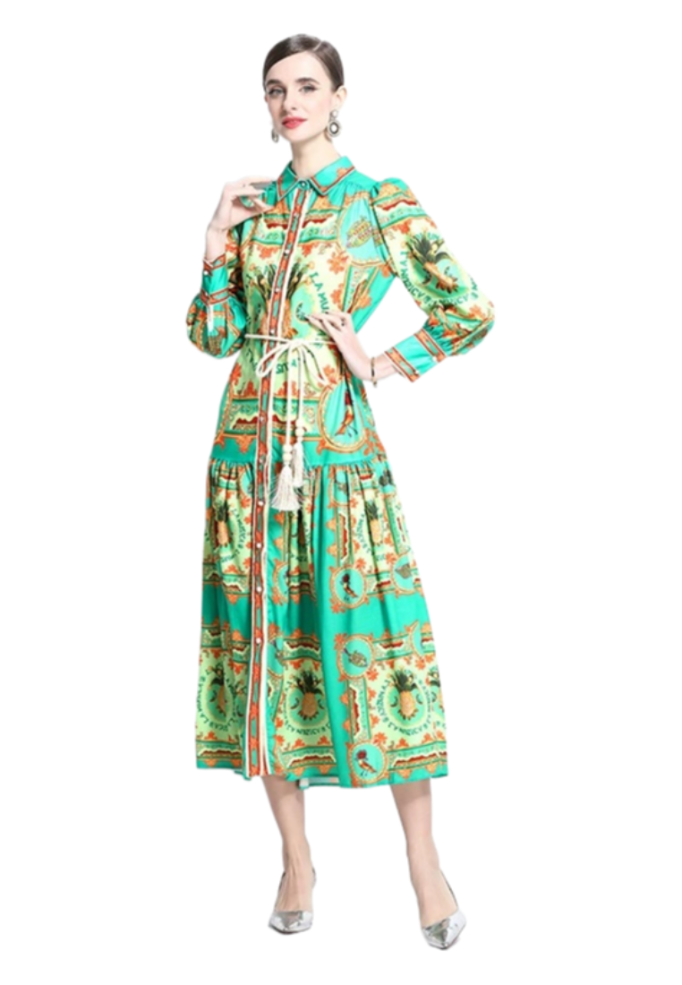 2025 New Lantern Sleeve Printed Dress CA25031211GR
