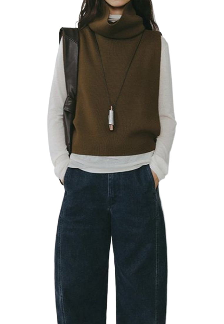 Autumn versatile loose knitted vest CA25110311BK