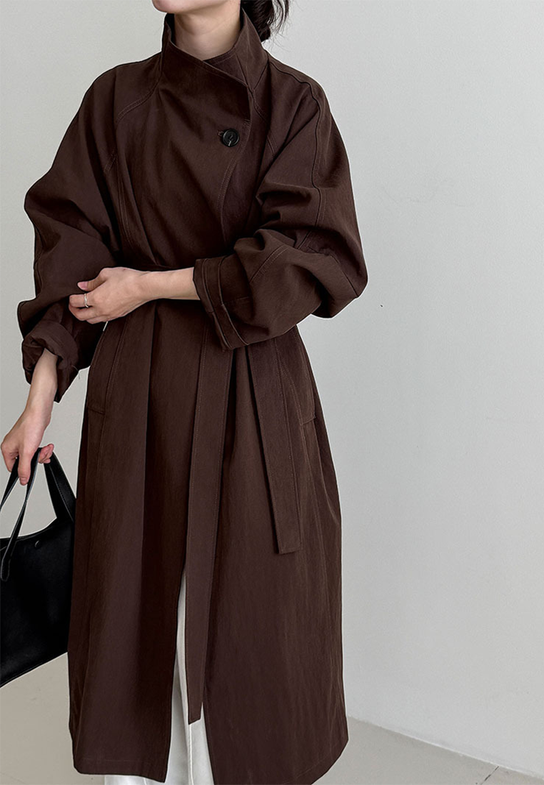 New Autumn Loose-fitting Mid-length Trench Coat CA25102411GY