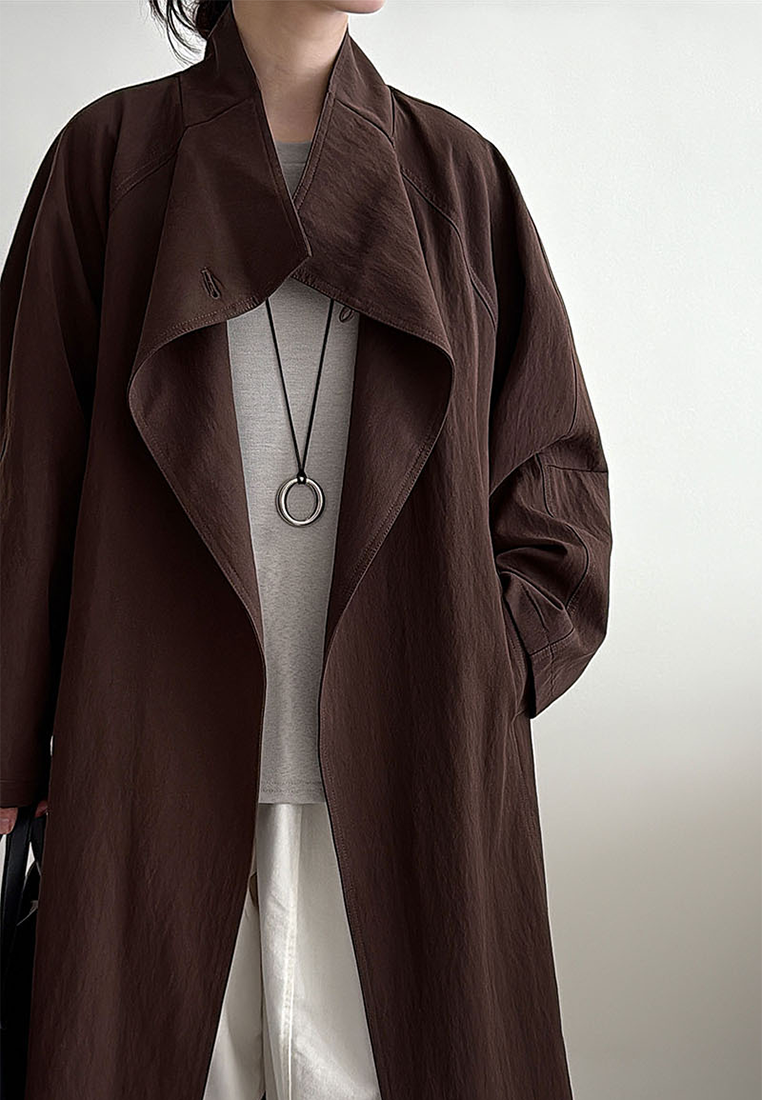 New Autumn Loose-fitting Mid-length Trench Coat CA25102411GY