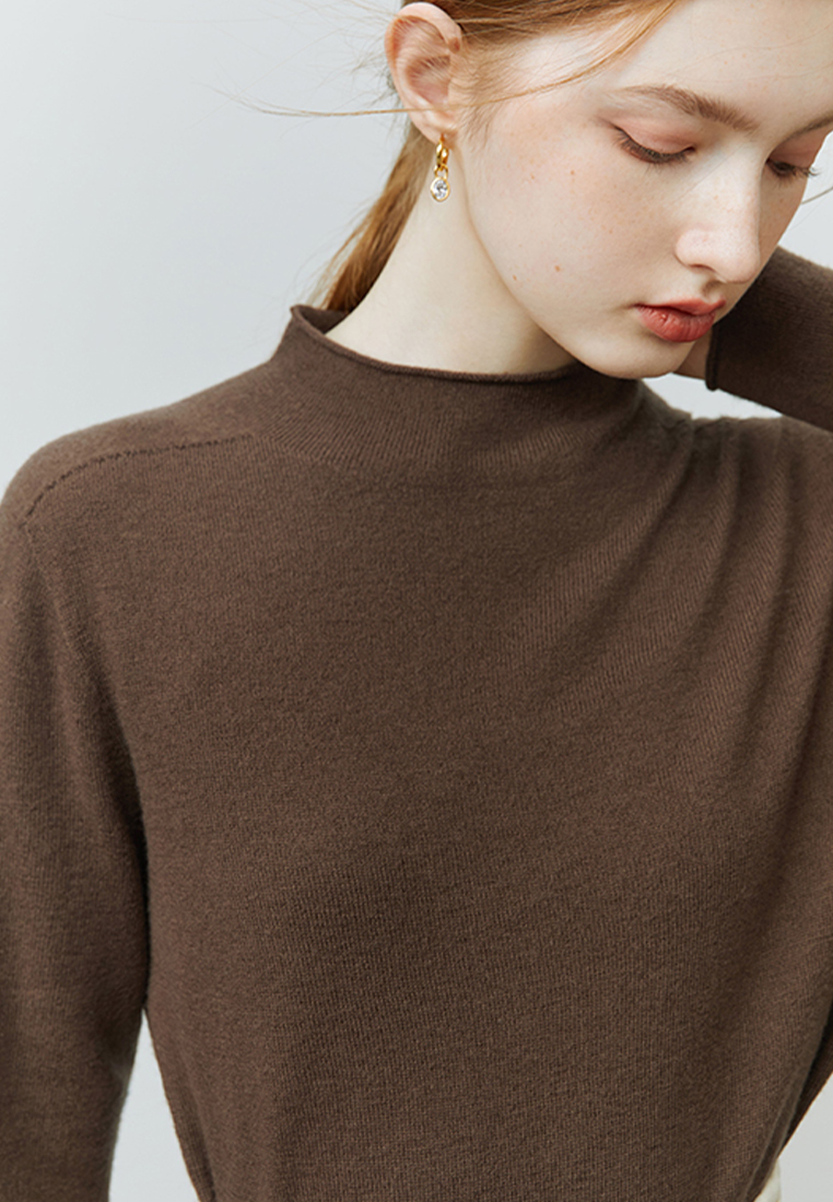 Autumn and winter solid color inner half turtleneck wool bottoming shirt for women CA120411W