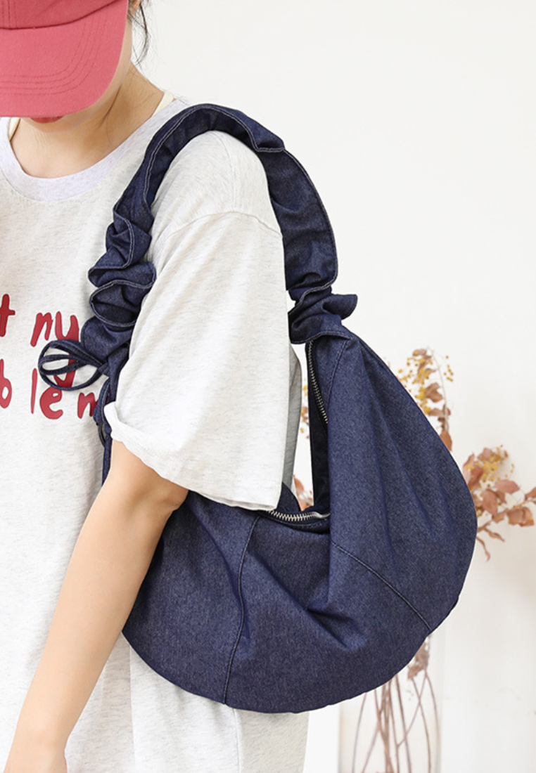 Casual Ruched Strap Canvas Hobo Bag K26051905