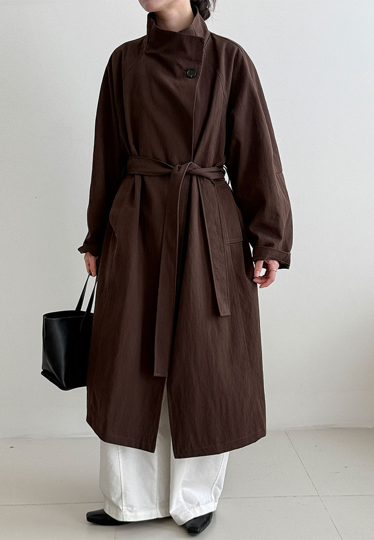 New Autumn Loose-fitting Mid-length Trench Coat CA25102411GY