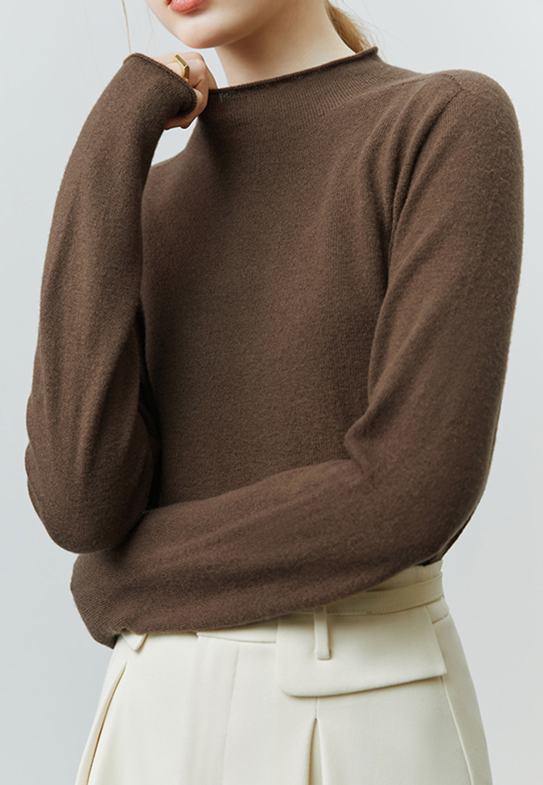 Autumn and winter solid color inner half turtleneck wool bottoming shirt for women CA120411W
