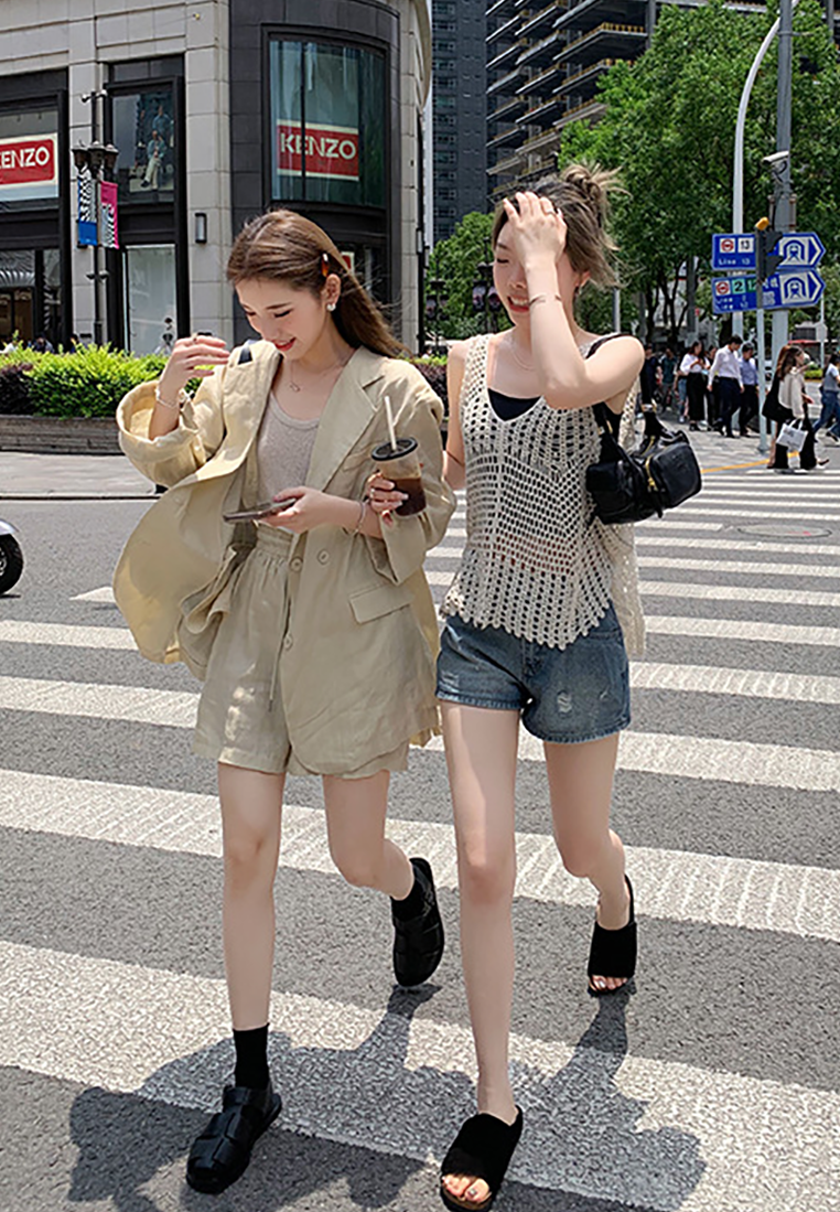 New round toe wide flat bottom open toe slippers CA25042311KI