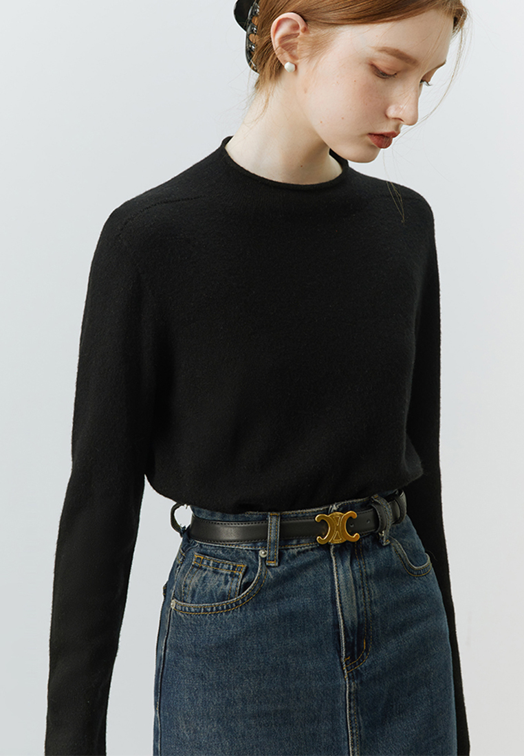 Autumn and winter solid color inner half turtleneck wool bottoming shirt for women CA120411W