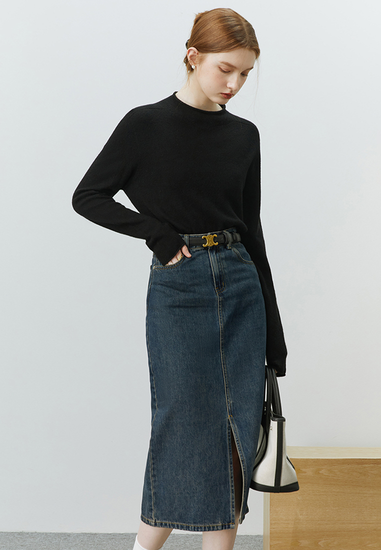 Autumn and winter solid color inner half turtleneck wool bottoming shirt for women CA120411W