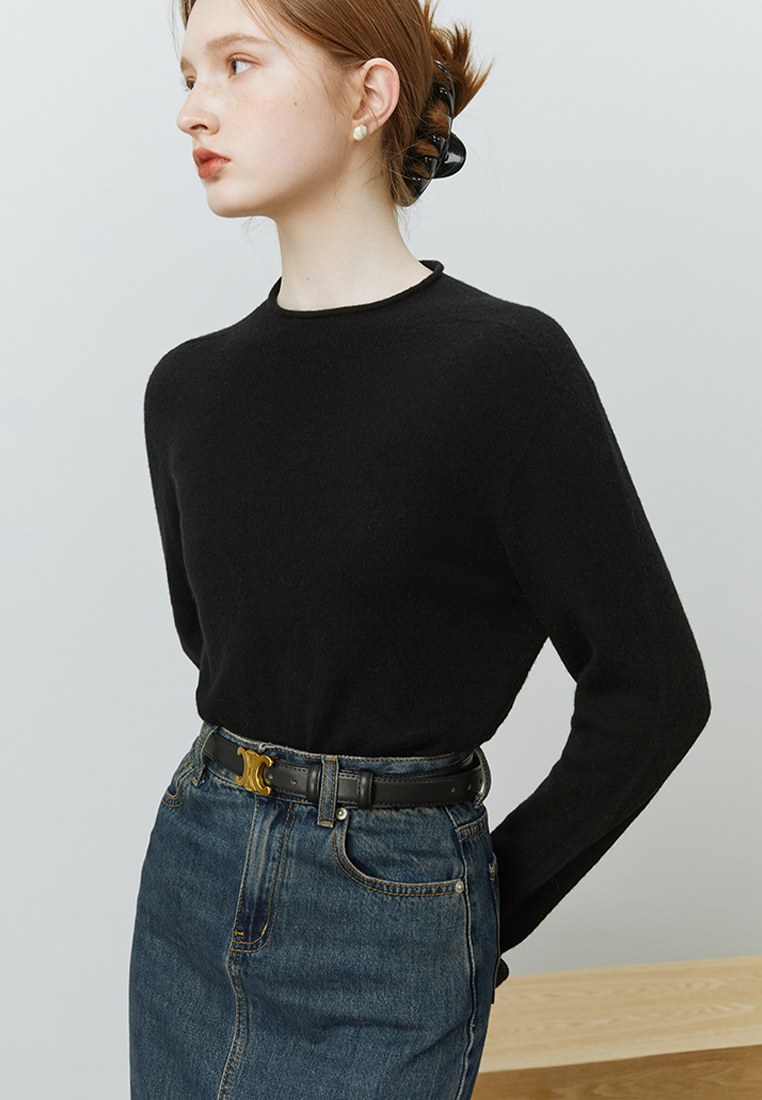 Autumn and winter solid color inner half turtleneck wool bottoming shirt for women CA120411W