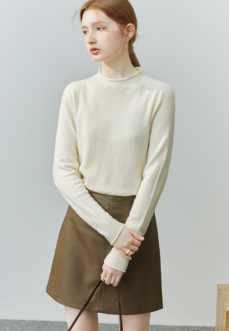 Autumn and winter solid color inner half turtleneck wool bottoming shirt for women CA120411W