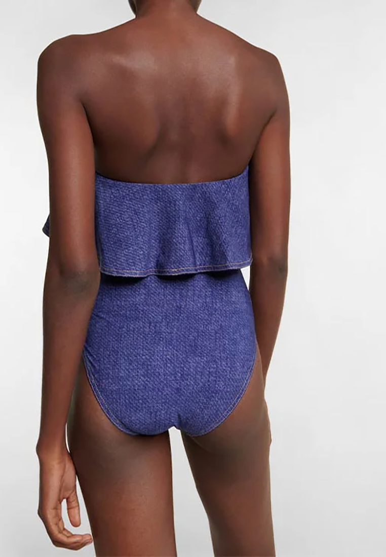 New denim one-piece swimsuit + holiday beach skirt CA25030511BL