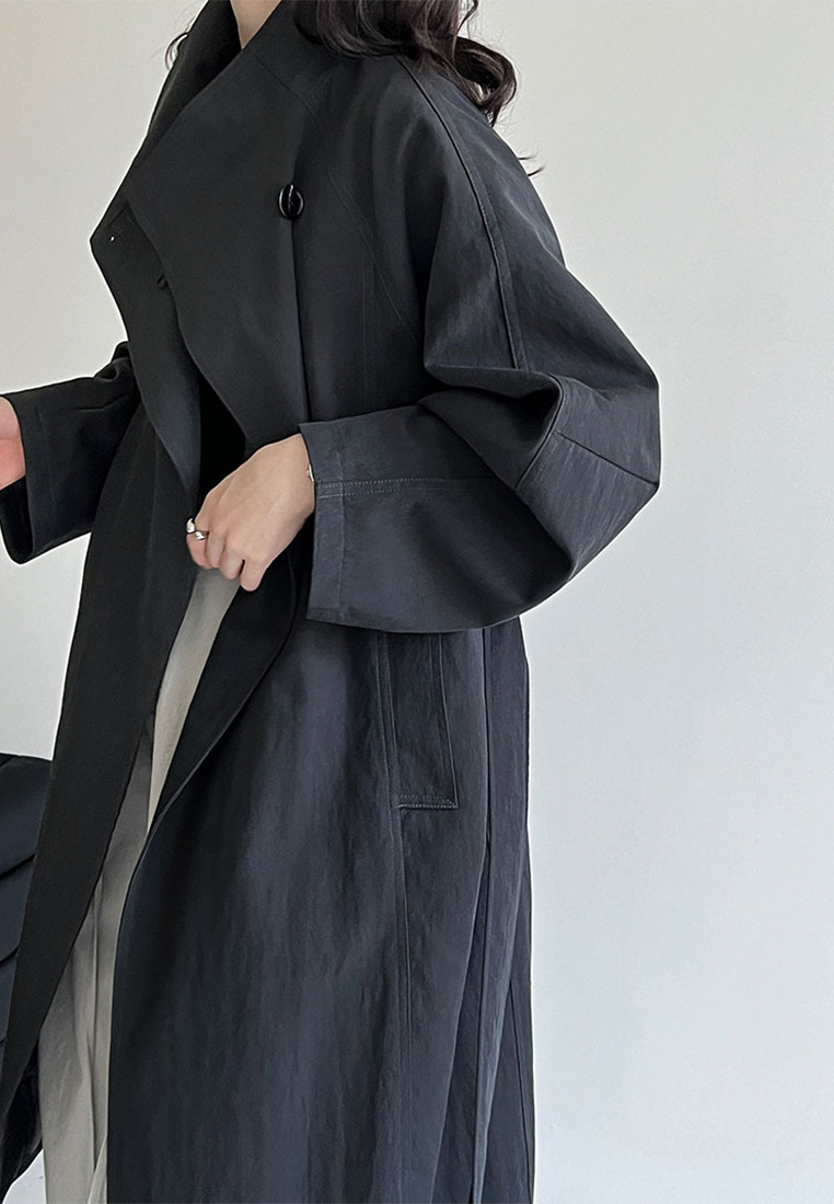 New Autumn Loose-fitting Mid-length Trench Coat CA25102411GY