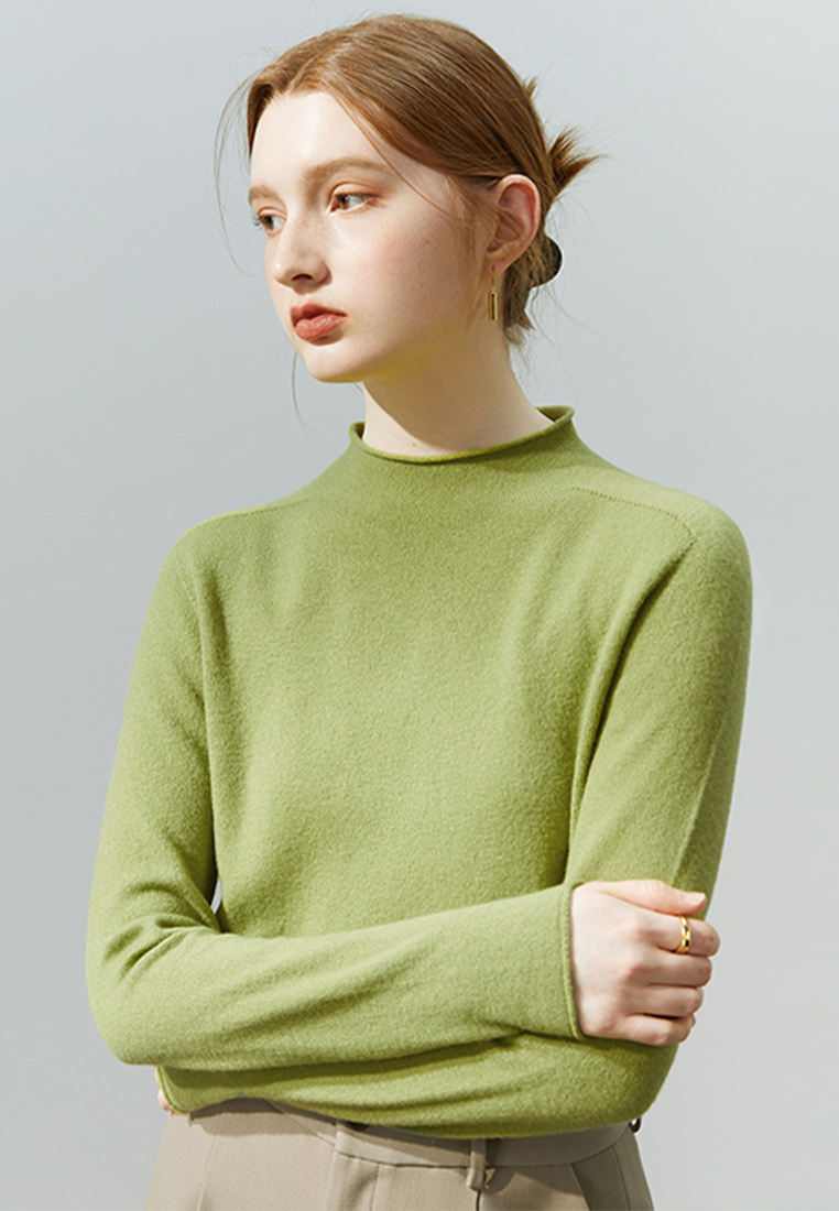 Autumn and winter solid color inner half turtleneck wool bottoming shirt for women CA120411W