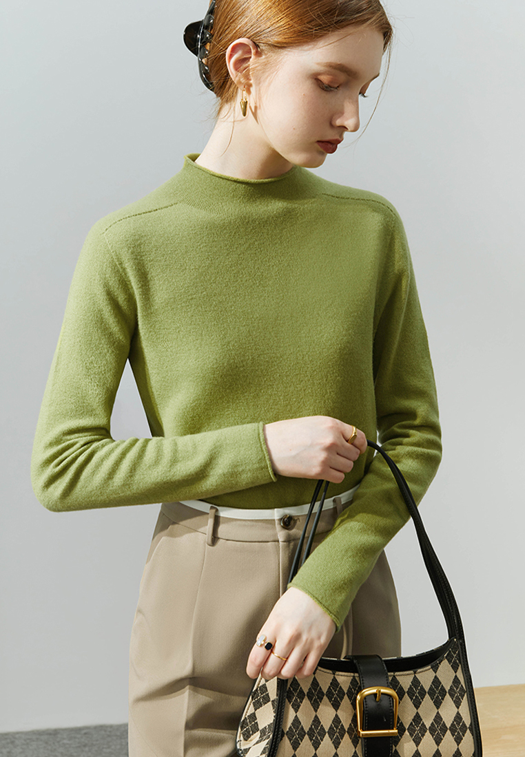 Autumn and winter solid color inner half turtleneck wool bottoming shirt for women CA120411W