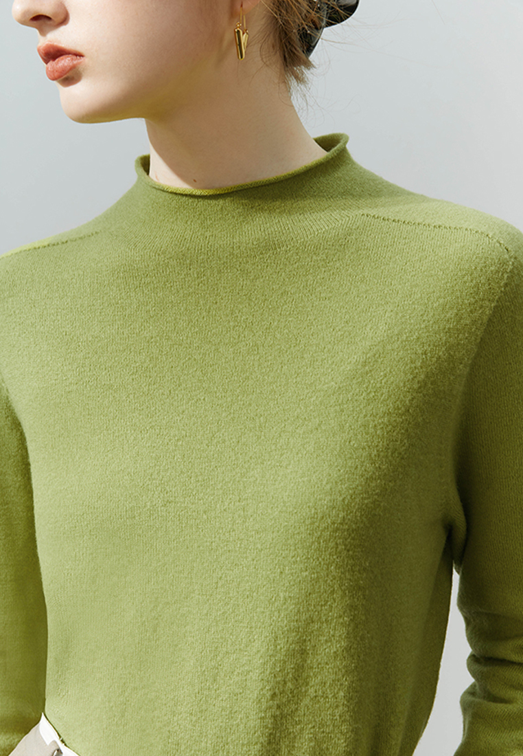 Autumn and winter solid color inner half turtleneck wool bottoming shirt for women CA120411W