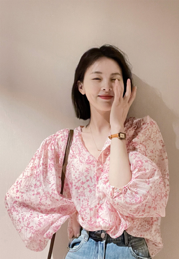 New French Pink Floral Shirt CA24030711