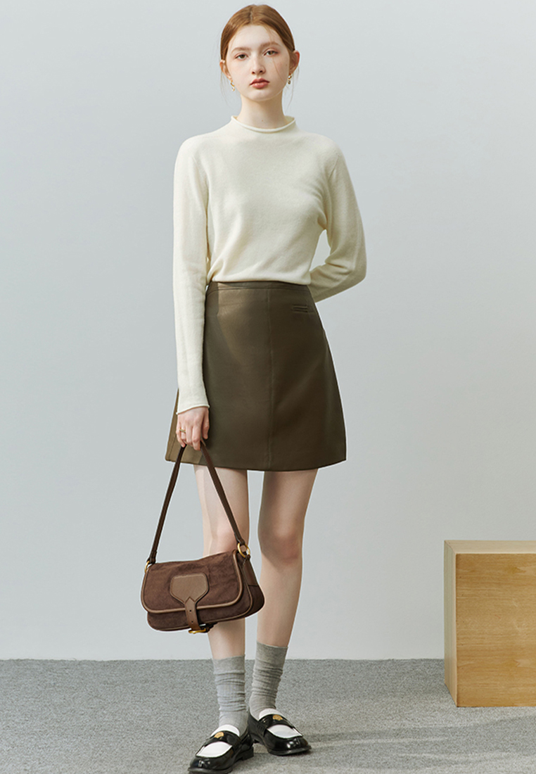Autumn and winter solid color inner half turtleneck wool bottoming shirt for women CA120411W