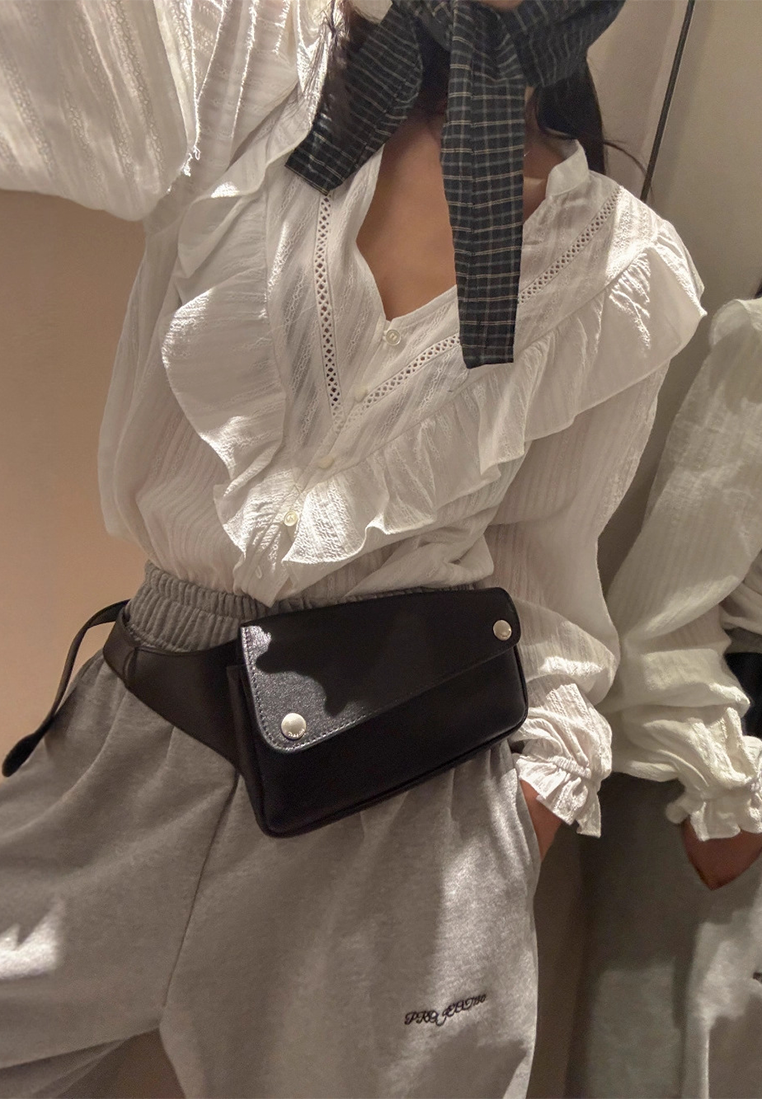 Early Fall Korean Chic Jacquard Ruffle V-Neck Long Sleeve CA25090211BE