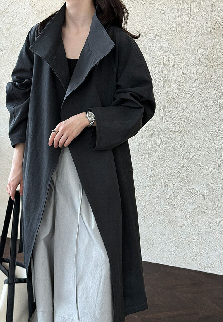 New Autumn Loose-fitting Mid-length Trench Coat CA25102411GY