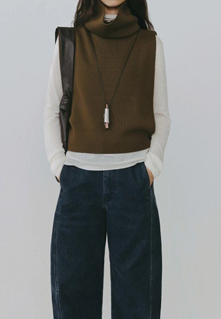 Autumn versatile loose knitted vest CA25110311BK