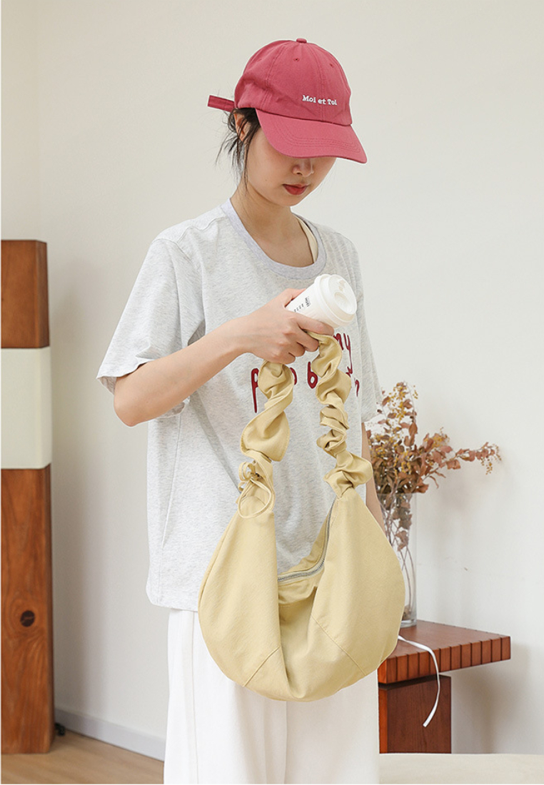 Casual Ruched Strap Canvas Hobo Bag K26051905
