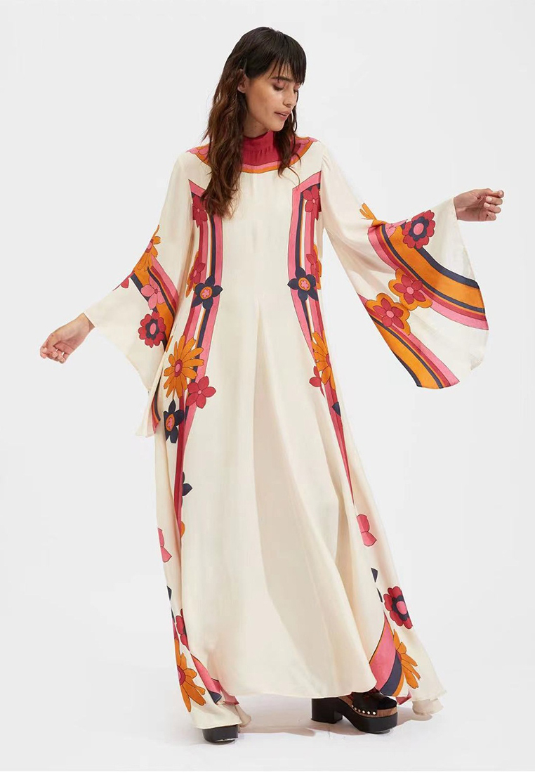 New color blocked printed dress CA241128111BK