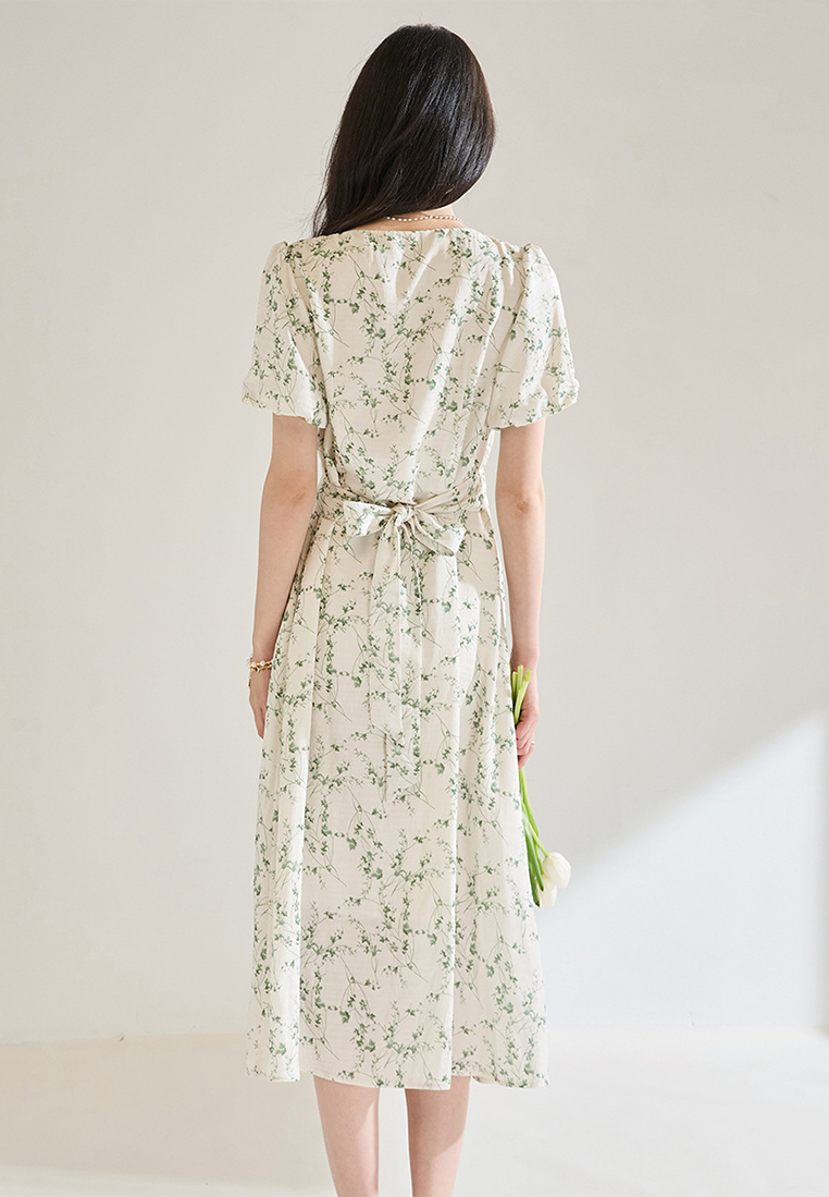 New summer French floral short-sleeved chiffon dress CA25052911GR